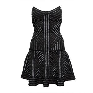 HERVE LEGER STRAPLESS BEAD-EMBELLISHED MINI DRESS SIZE XS